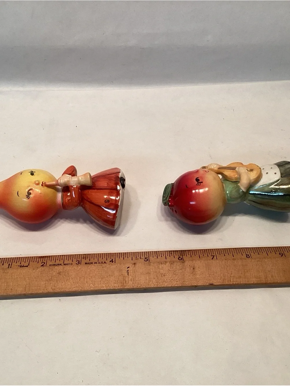 Vintage Anthropomorphic Apple & Pear Salt & Pepper NEW Old Stock Napco Japan 50s